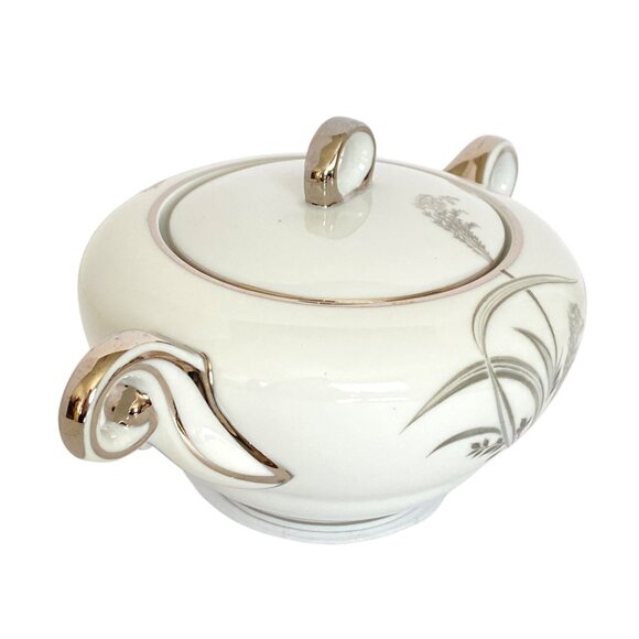 Wentworth China Japan Silver Wheat Sugar Bowl With Lid 4514 Eternal Shape - Picture 3 of 12
